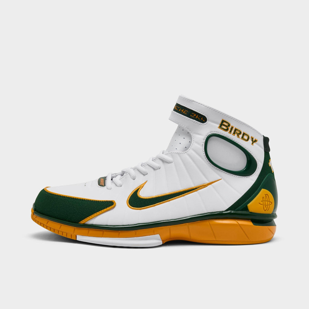 Men's Nike Air Zoom Huarache 2K4 PE Sue Bird Basketball Shoes - White/Deep Forest/Canyon Gold