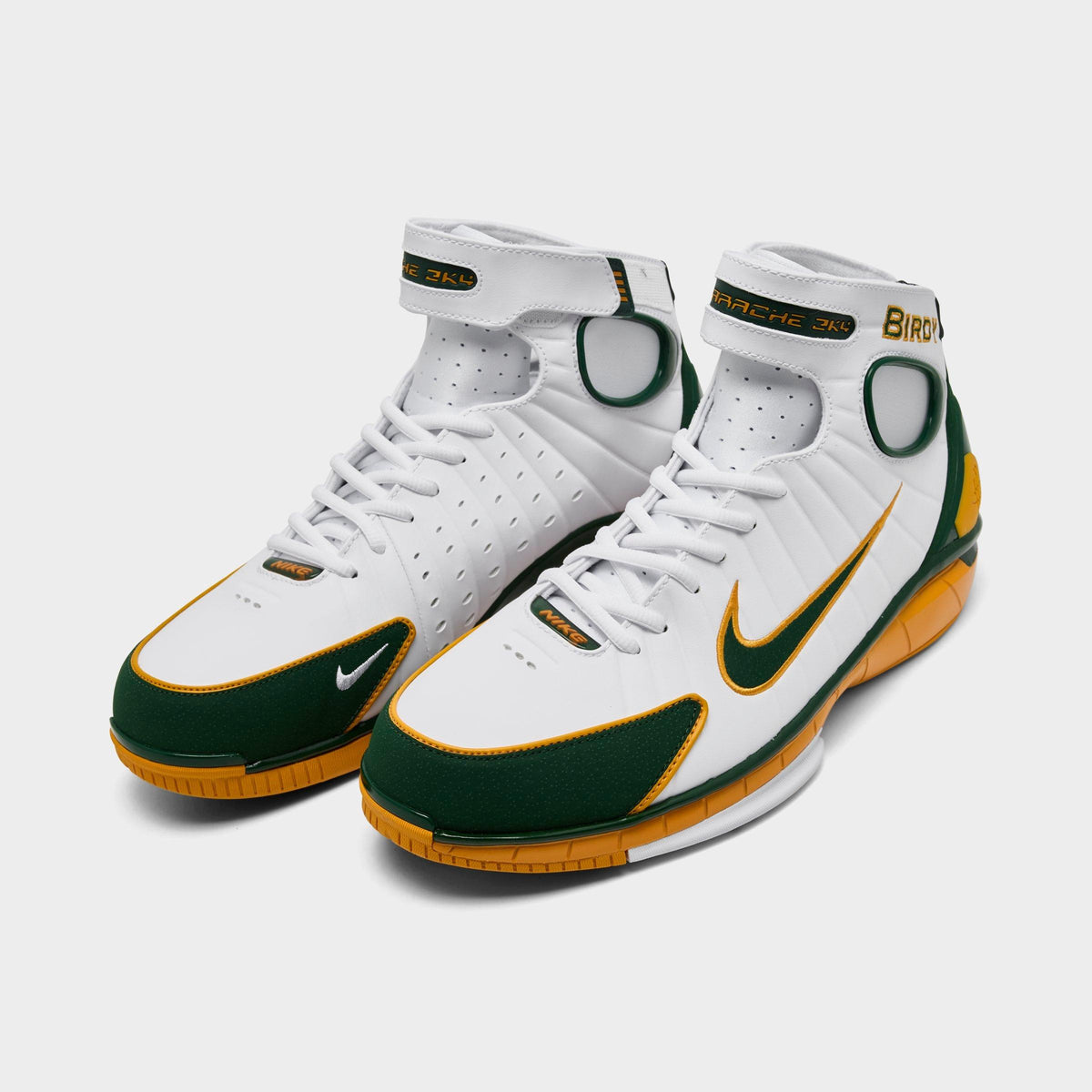 Men's Nike Air Zoom Huarache 2K4 PE Sue Bird Basketball Shoes - White/Deep Forest/Canyon Gold - view 2