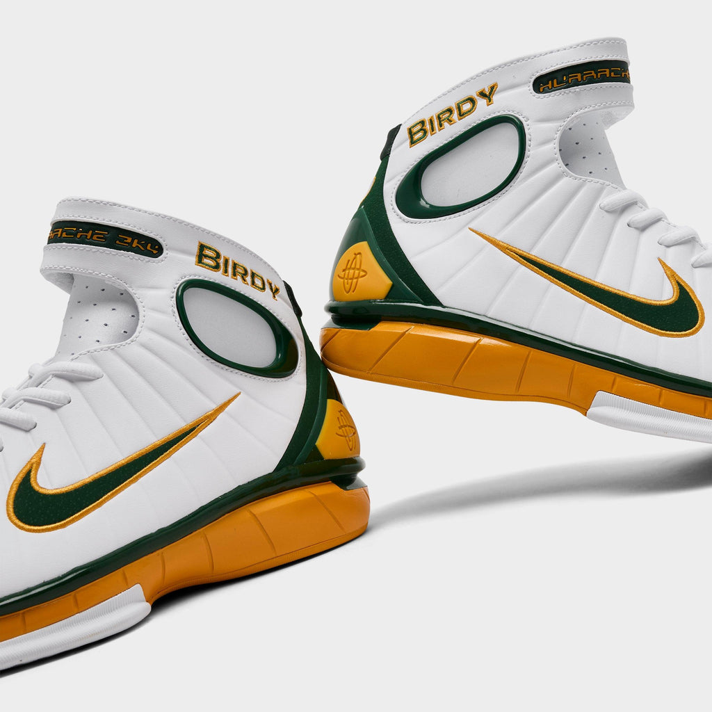 Men's Nike Air Zoom Huarache 2K4 PE Sue Bird Basketball Shoes - White/Deep Forest/Canyon Gold - view 3