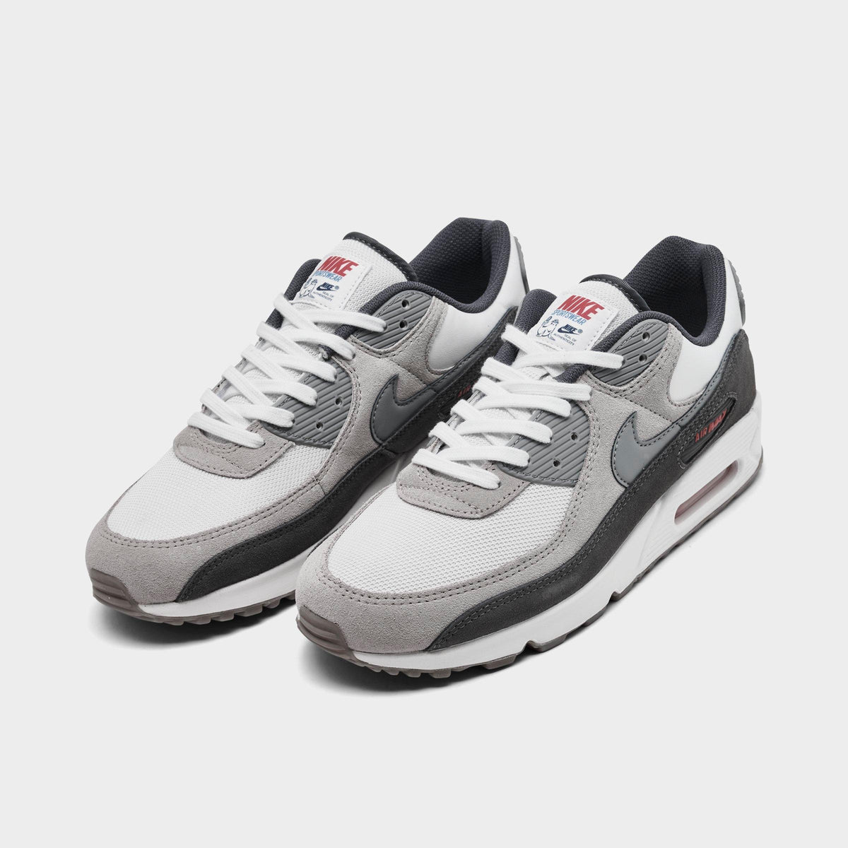 Men's Nike Air Max 90 Premium Casual Shoes - Summit White/College Grey/Anthracite/Particle Grey - view 2