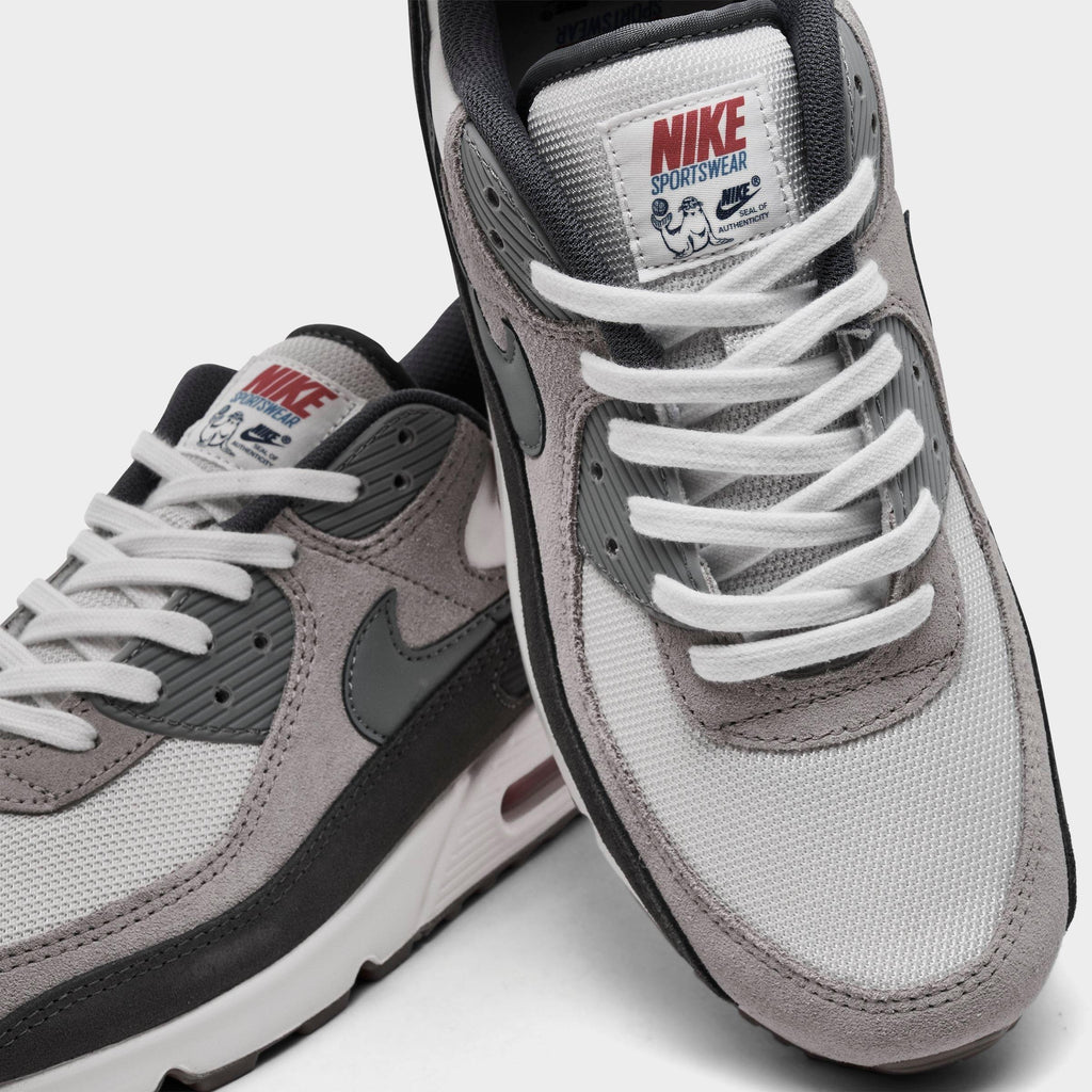 Men's Nike Air Max 90 Premium Casual Shoes - Summit White/College Grey/Anthracite/Particle Grey - view 3