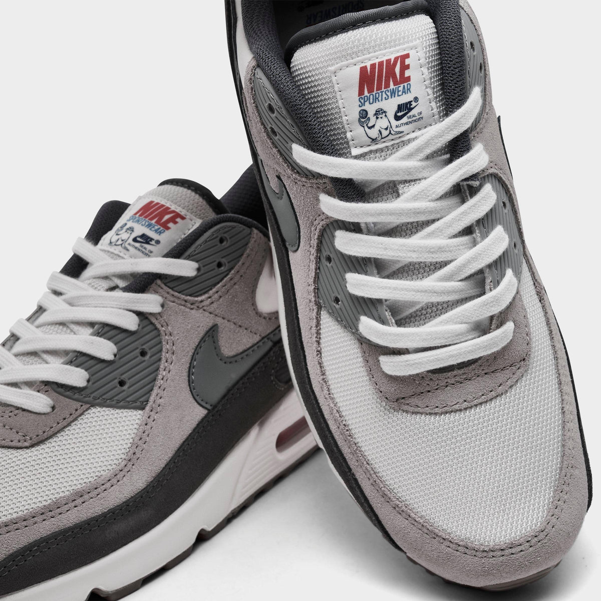 Men's Nike Air Max 90 Premium Casual Shoes - Summit White/College Grey/Anthracite/Particle Grey - view 3