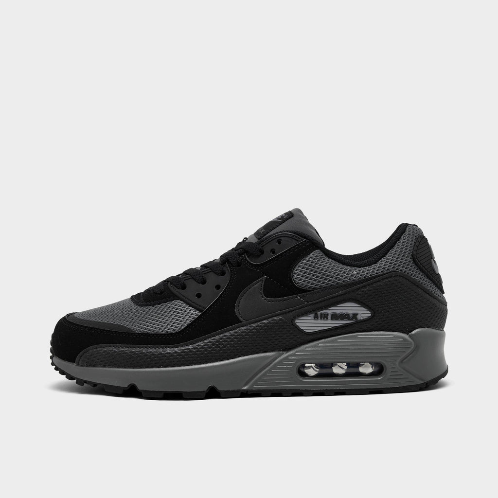 Men's Nike Air Max 90 Premium Casual Shoes - Black/Black/Iron Grey/Cool Grey