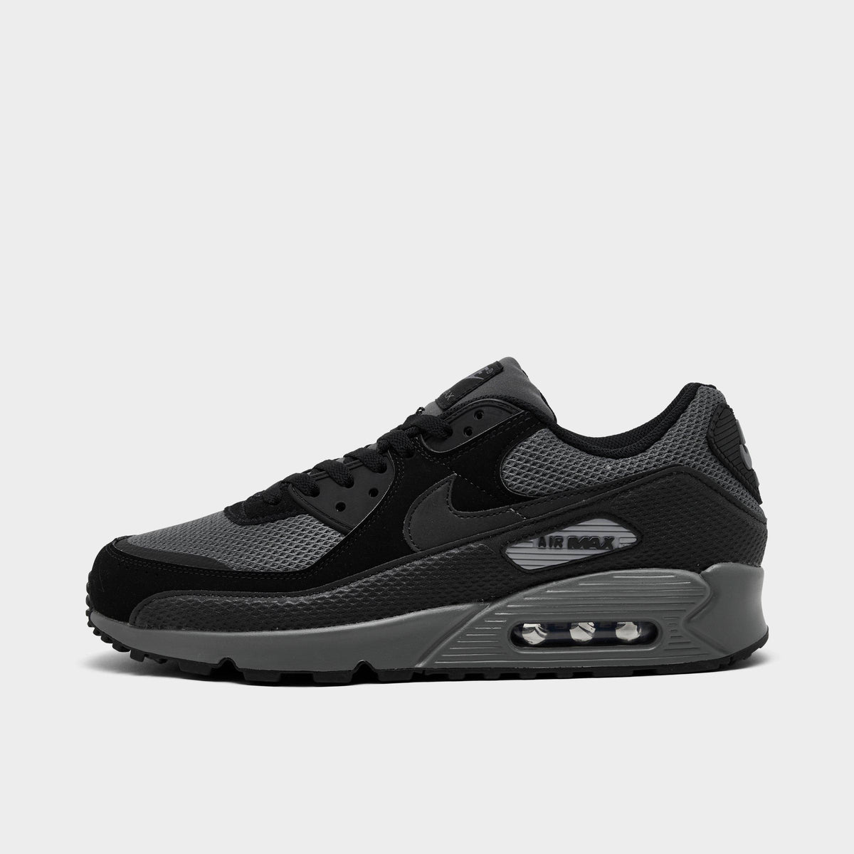 Men's Nike Air Max 90 Premium Casual Shoes - Black/Black/Iron Grey/Cool Grey