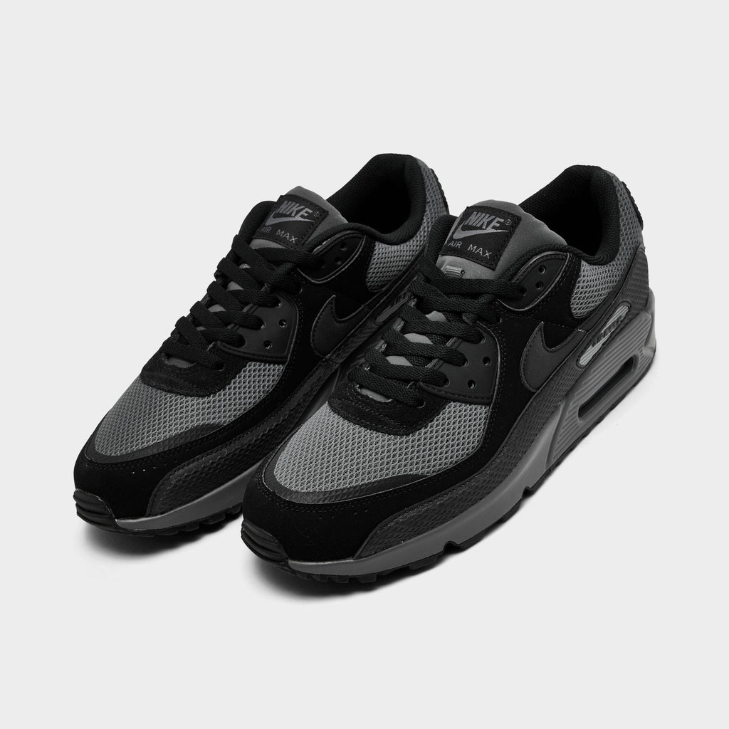 Men's Nike Air Max 90 Premium Casual Shoes - Black/Black/Iron Grey/Cool Grey - view 2