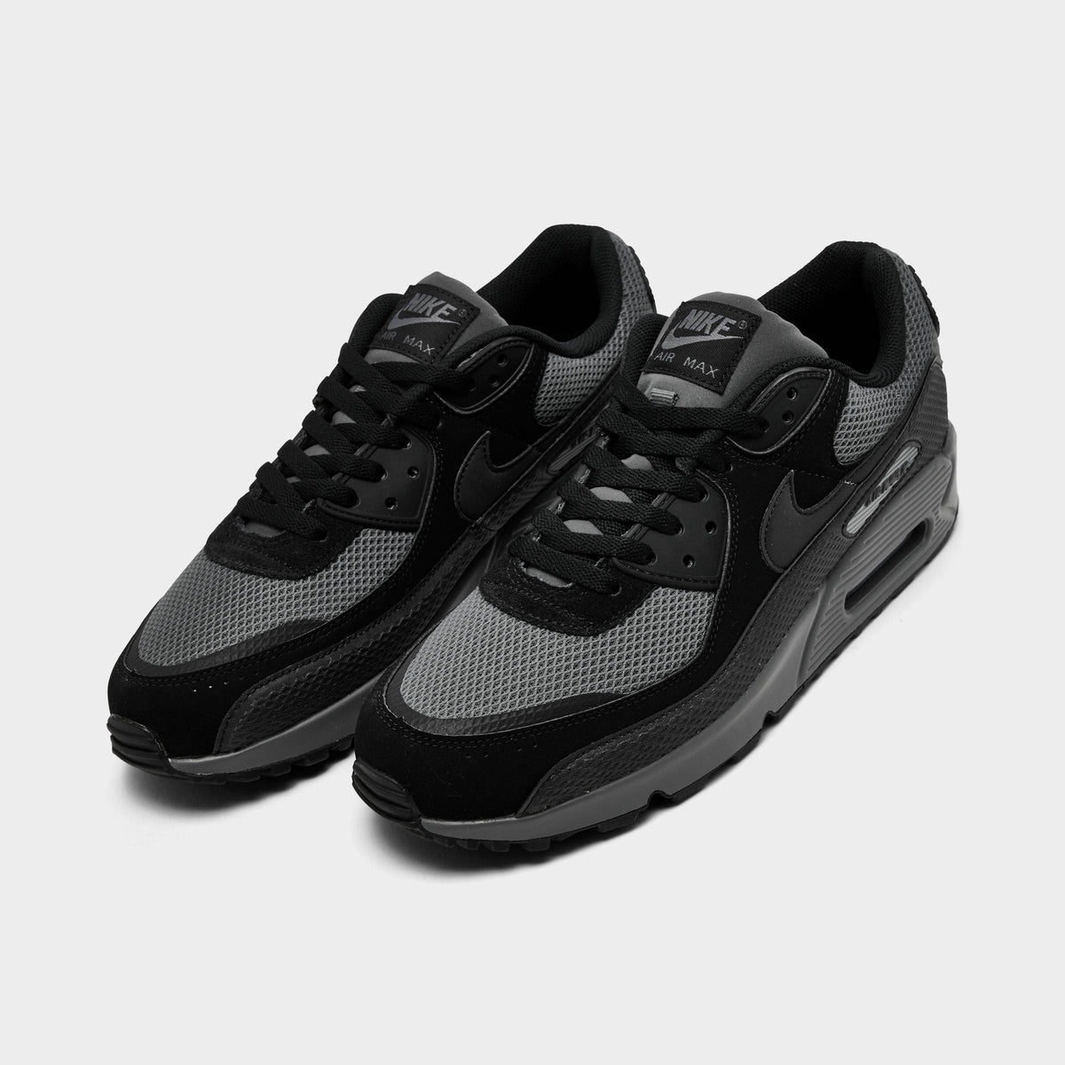 Men's Nike Air Max 90 Premium Casual Shoes - Black/Black/Iron Grey/Cool Grey - view 2