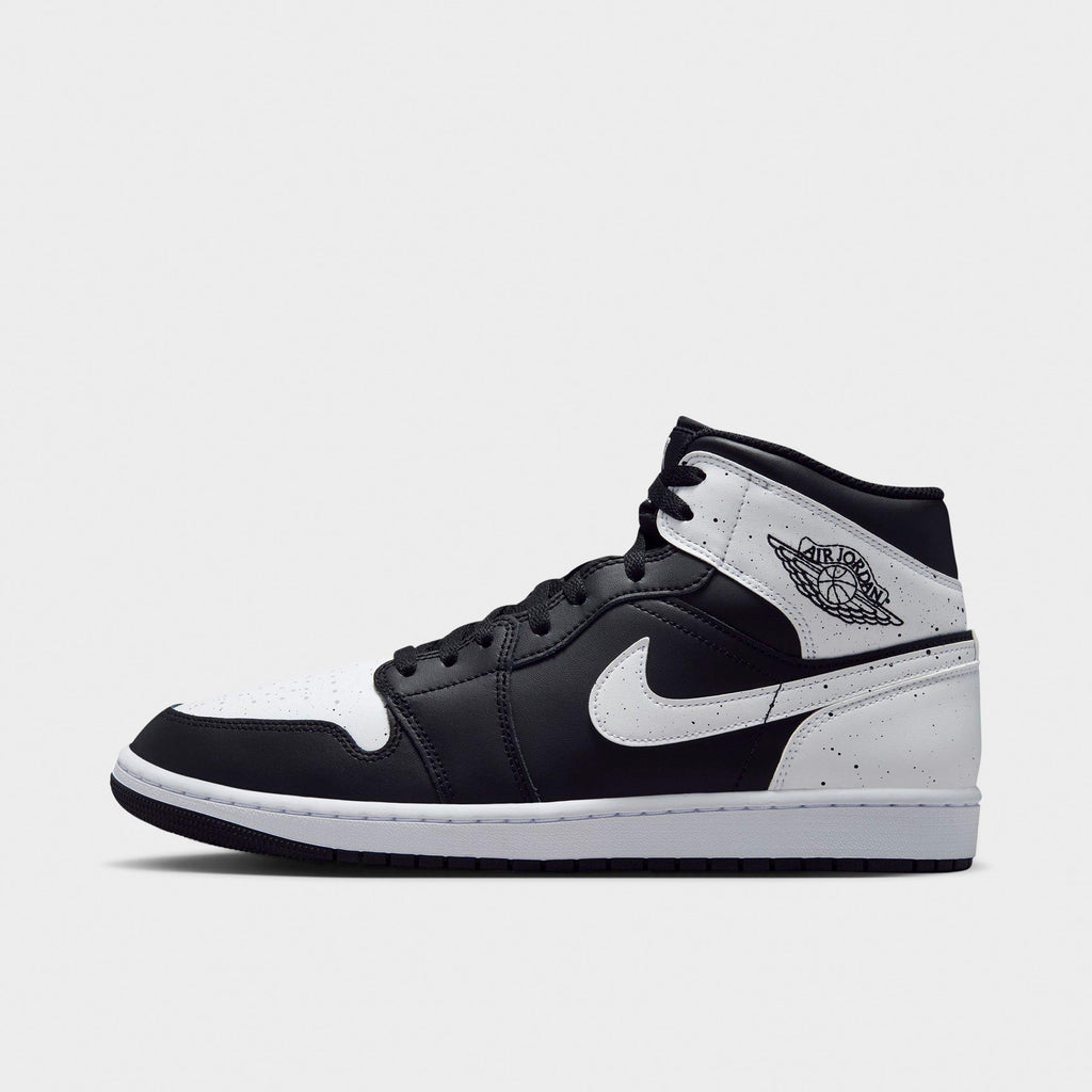Men's Air Jordan Retro 1 Mid SE Casual Shoes - Black/Black/White