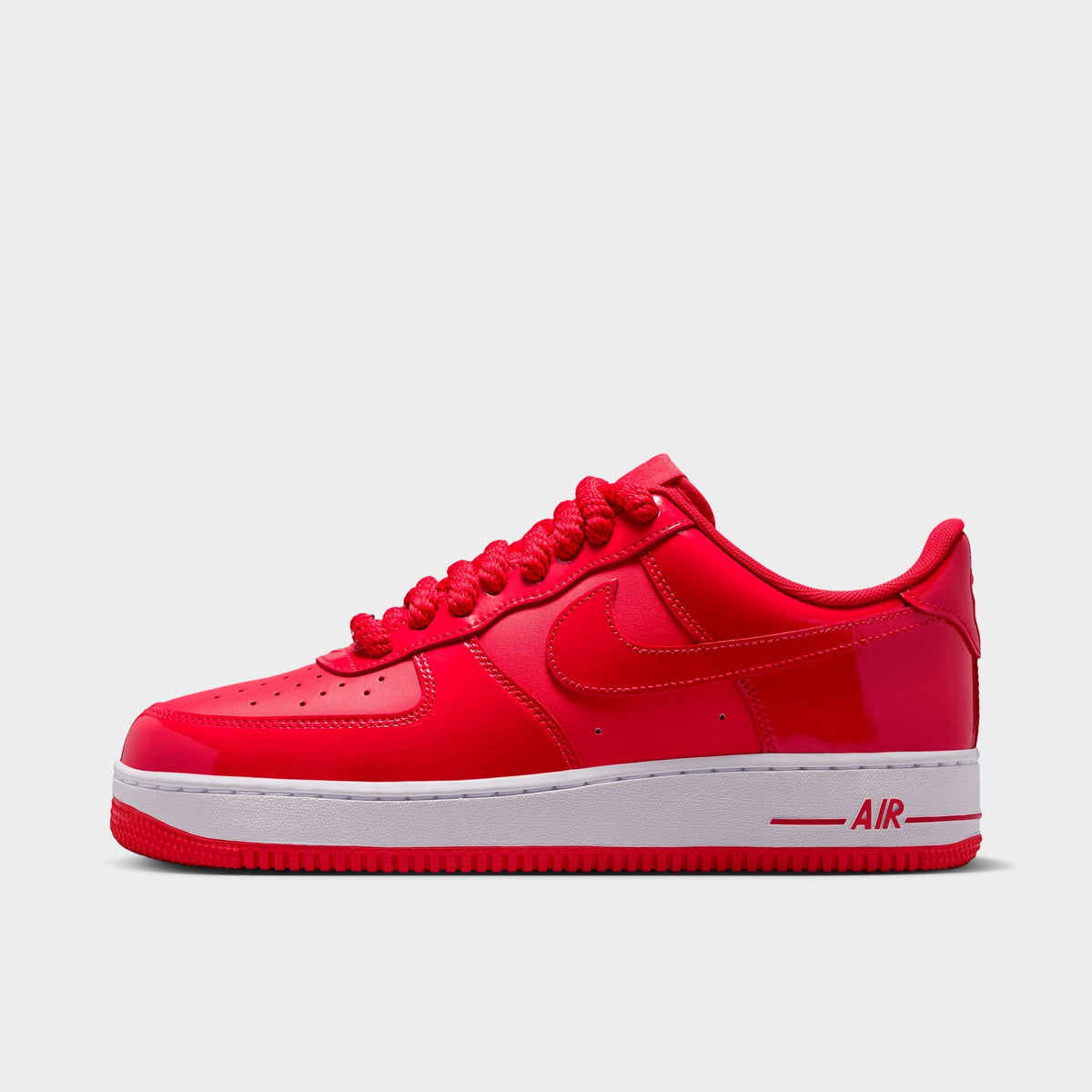 Men's Nike Air Force 1 '07 Patent Leather Casual Shoes - University Red/White/Metallic Silver/Light Crimson