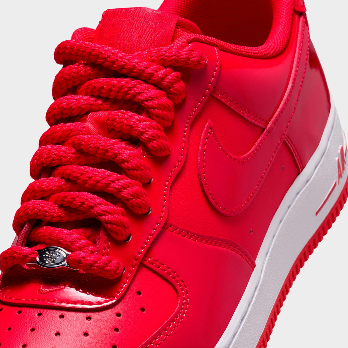 Men's Nike Air Force 1 '07 Patent Leather Casual Shoes - University Red/White/Metallic Silver/Light Crimson - view 3