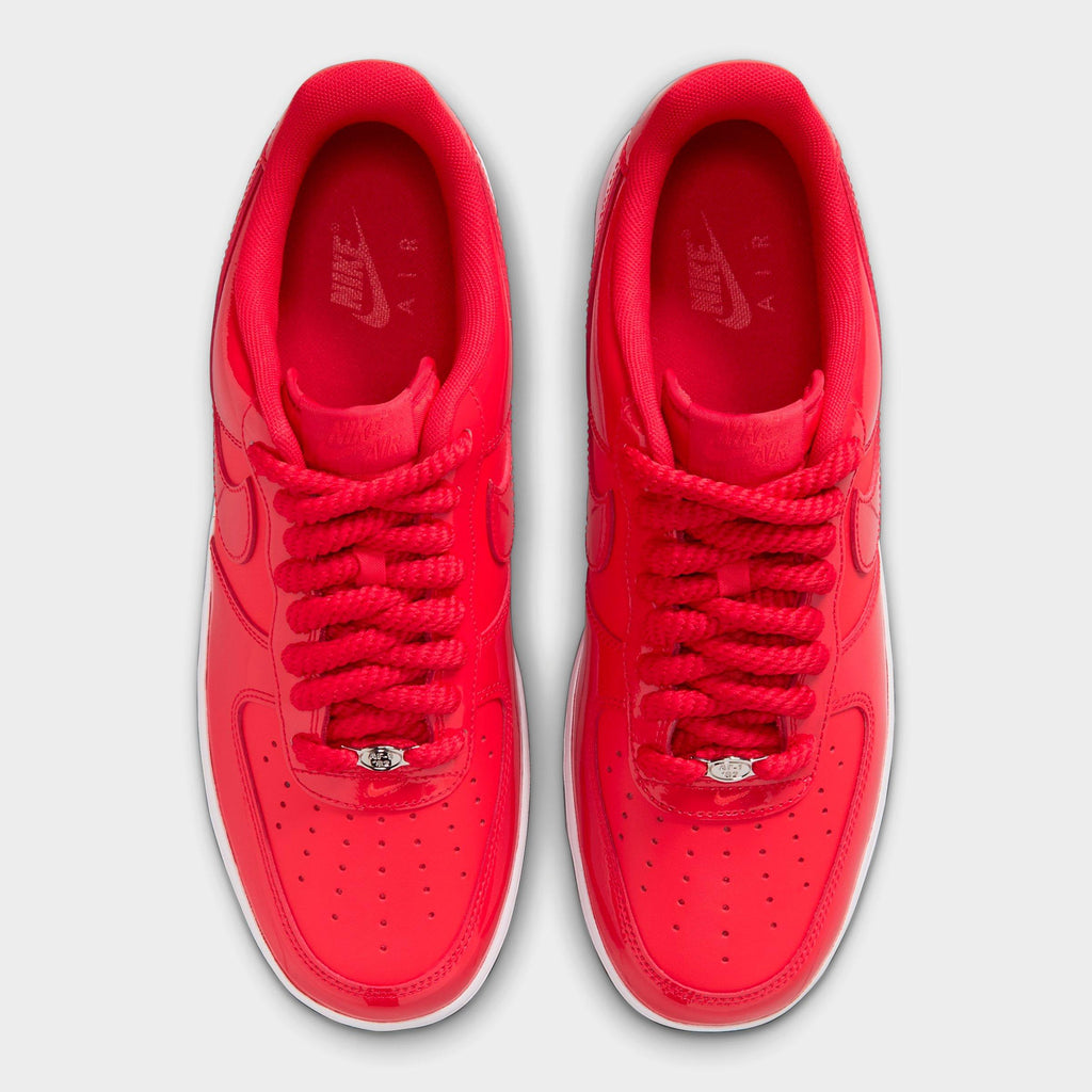 Men's Nike Air Force 1 '07 Patent Leather Casual Shoes - University Red/White/Metallic Silver/Light Crimson - view 5