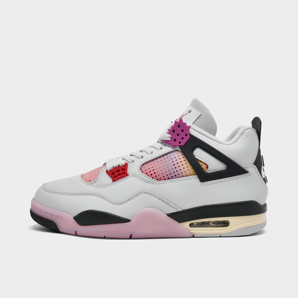 Men's Air Jordan Retro 4 Basketball Shoes - Off White/Anthracite/Fire Pink