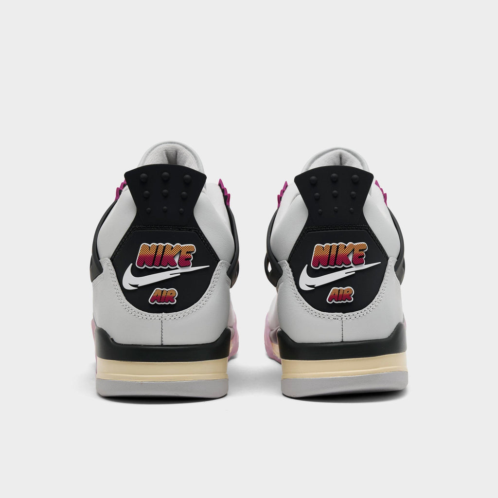 Men's Air Jordan Retro 4 Basketball Shoes - Off White/Anthracite/Fire Pink - view 4