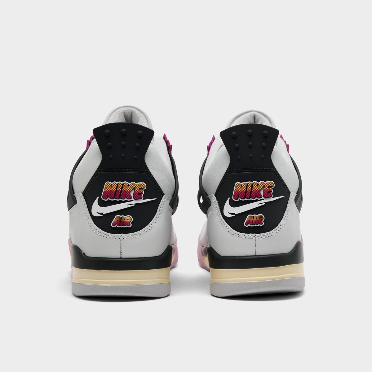 Men's Air Jordan Retro 4 Basketball Shoes - Off White/Anthracite/Fire Pink - view 4