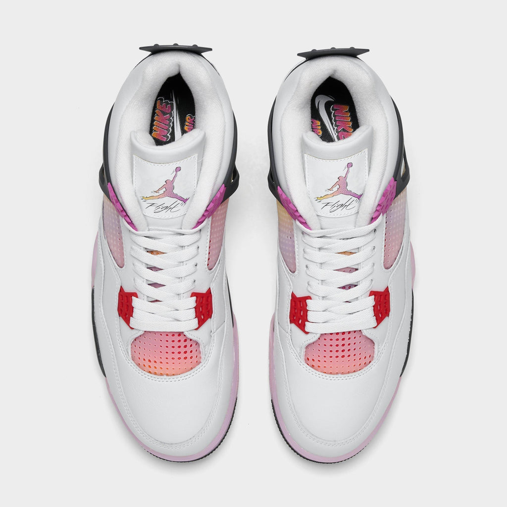 Men's Air Jordan Retro 4 Basketball Shoes - Off White/Anthracite/Fire Pink - view 5