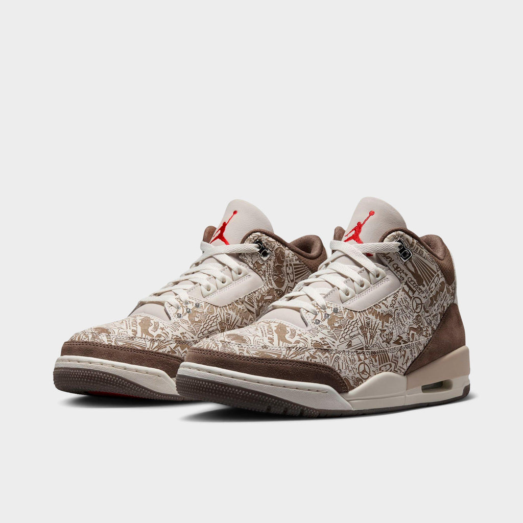 Men's Air Jordan Retro 3 Basketball Shoes - Phantom/University Red/Palomino/Sail - view 2
