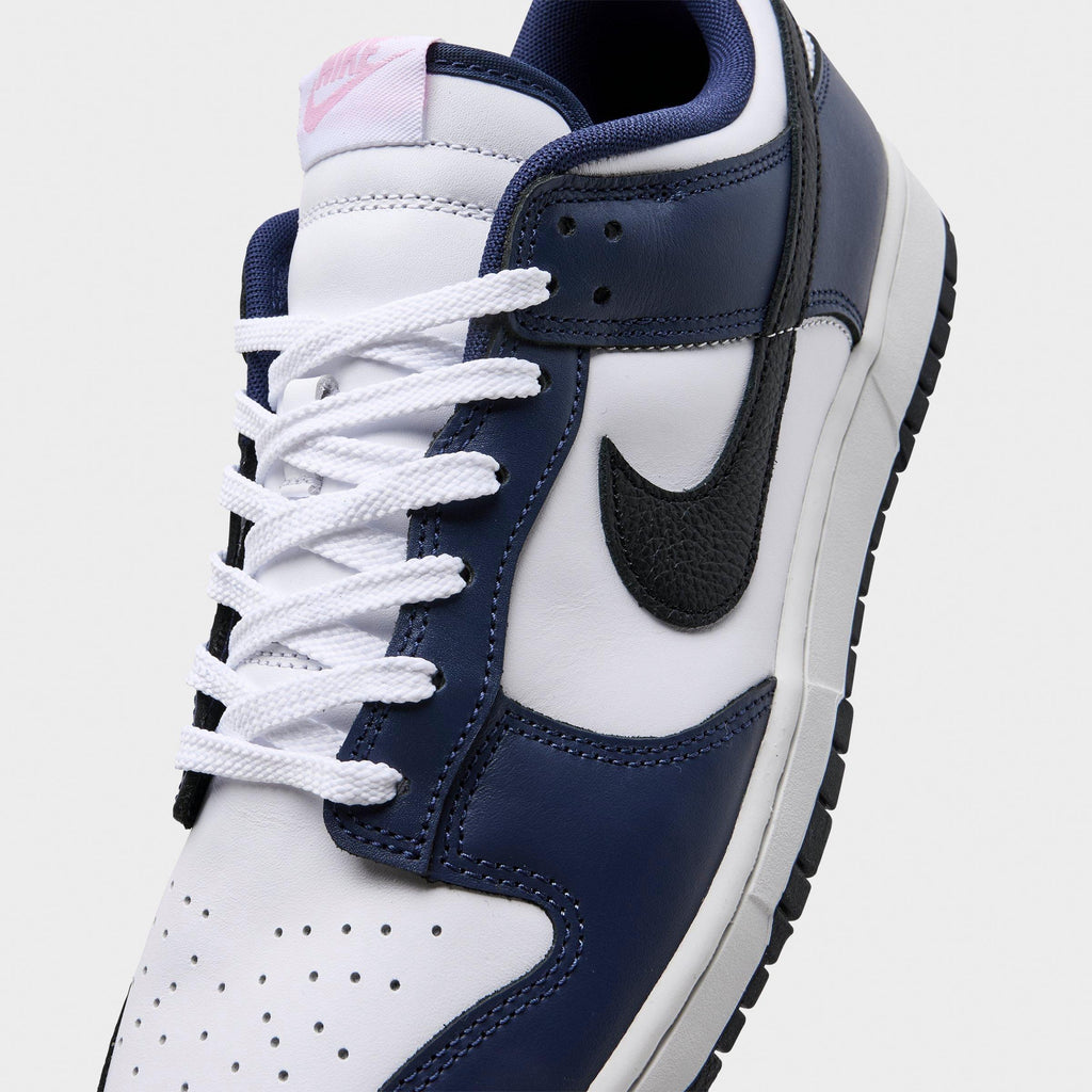 Men's Nike Dunk Low Retro Casual Shoes - White/Black/Midnight Navy - view 3
