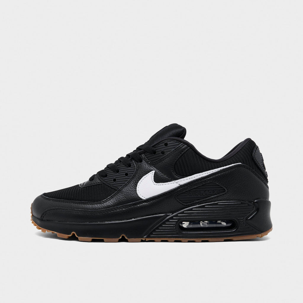 Men's Nike Air Max 90 Casual Shoes - Black/White/Gum Med Brown