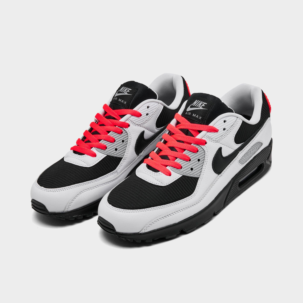 Men's Nike Air Max 90 Casual Shoes - White/Black/Bright Crimson/Light Smoke Grey - view 2