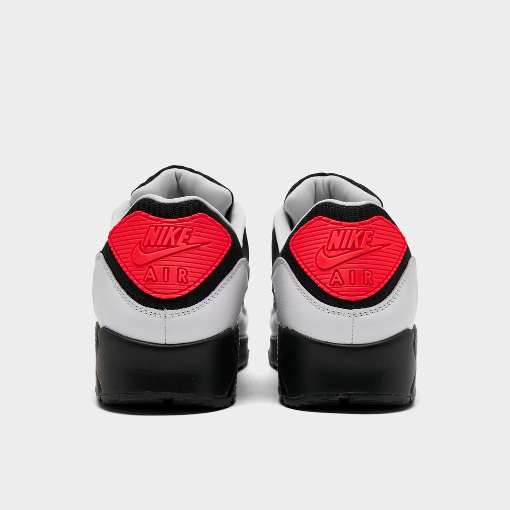 Men's Nike Air Max 90 Casual Shoes - White/Black/Bright Crimson/Light Smoke Grey - view 4